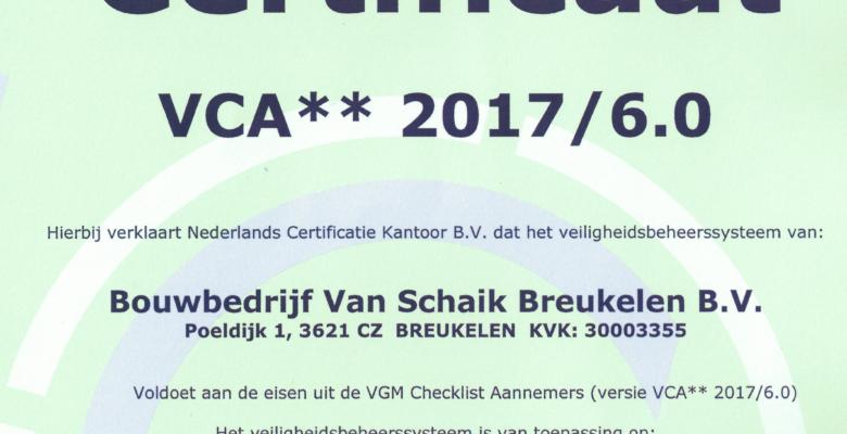 Gecertificeerd voor VCA** 2017/6.0 !!